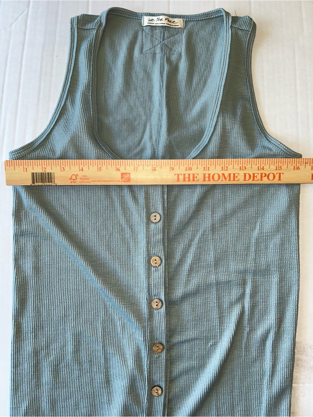 Free People Blue Ribbed Gia Long Vest Dress Tunic Boho Medium - Picture 5 of 7